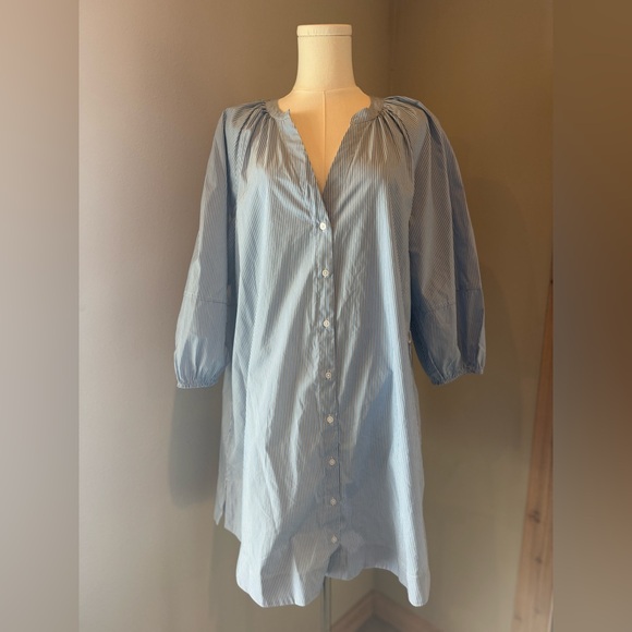 A New Day Blue Pinstripe Button Front Tunic Dress Size L NWT - Picture 2 of 5